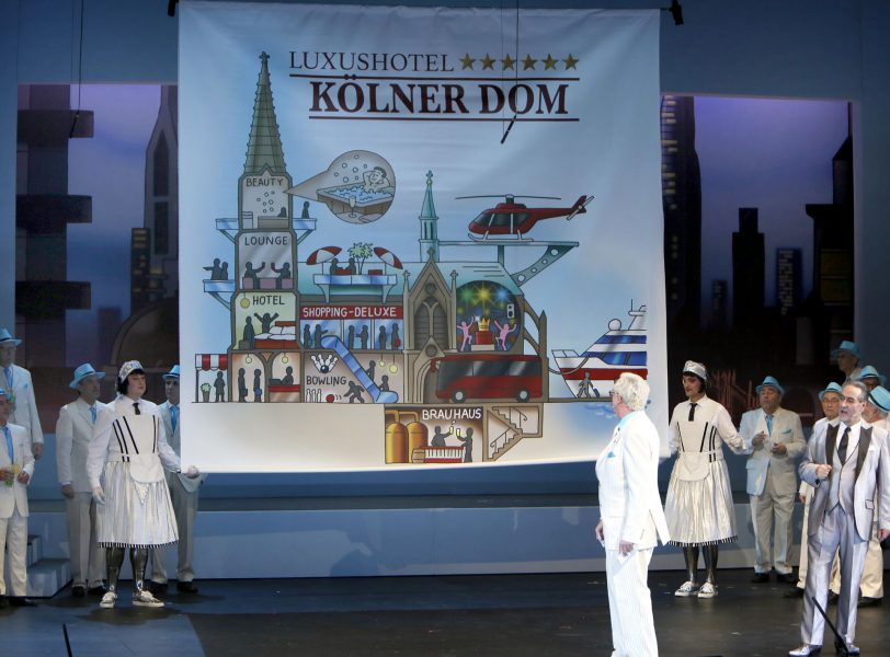 Die Rache von Melaten - Divertissementchen 2018 - Schaubild Kölner Dom als Luxushotel